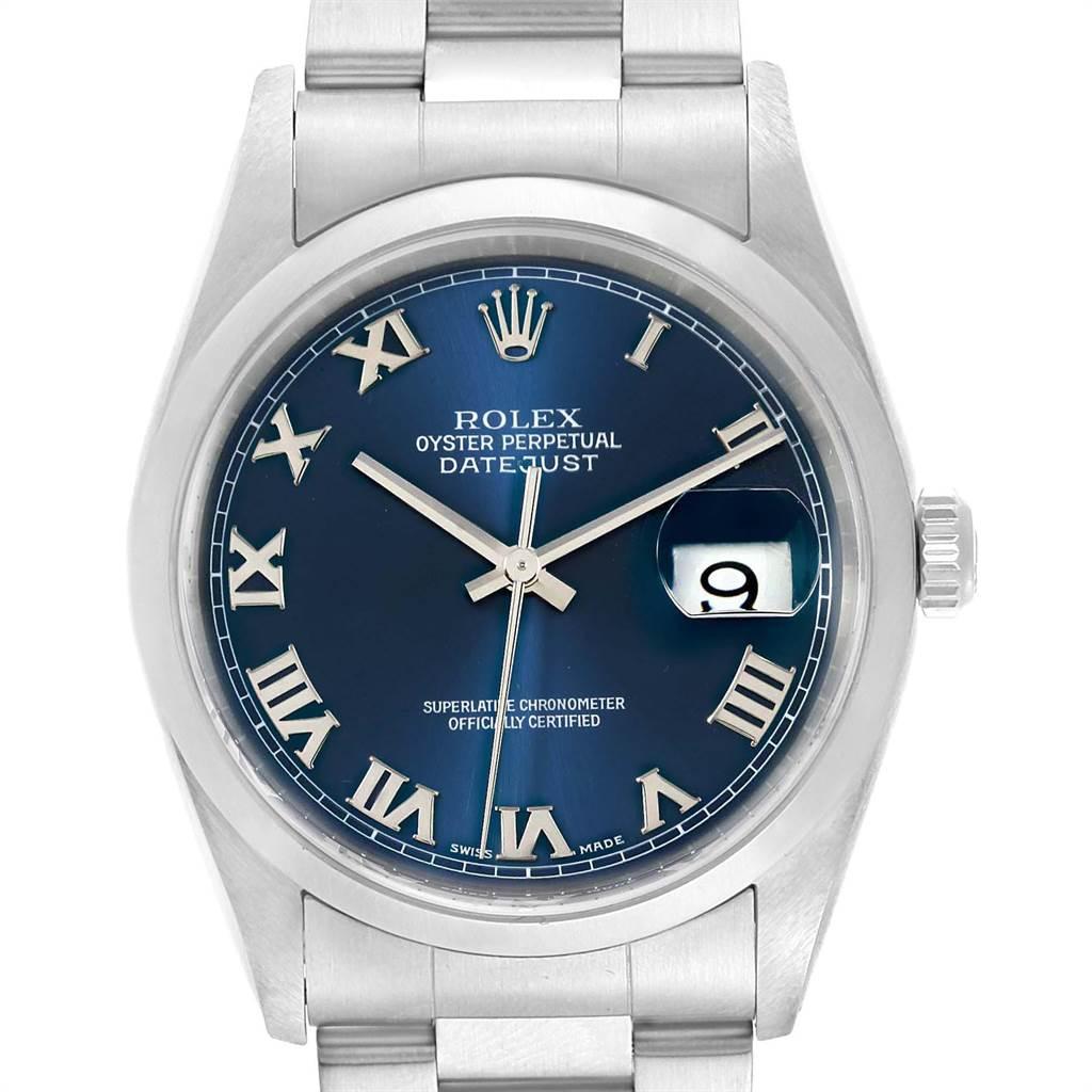 Rolex Datejust 36 Blue Dial Oyster Bracelet Steel Men\u2019s Watch 16200